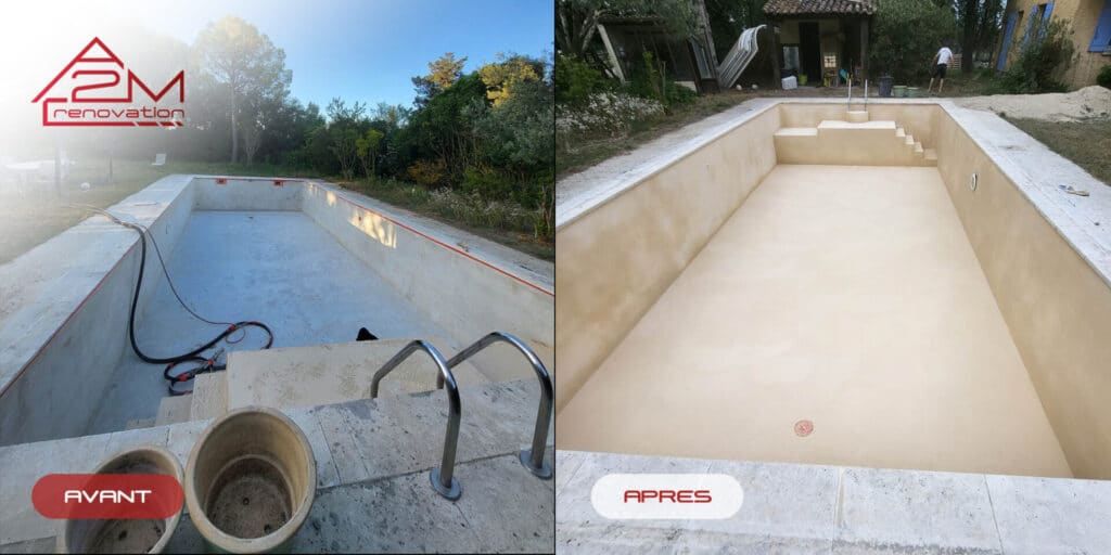 photo avant après étanchéité piscine sur orange
