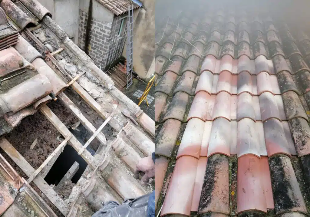 Rénovation totale d'un immeuble sur Orange avant après toiture
