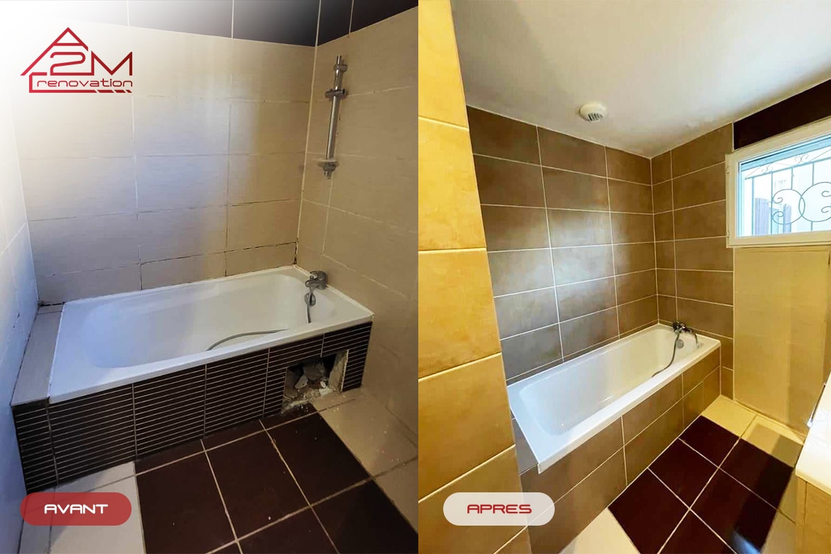 Photo avant après Rénovation de Salle de Bain après Dégât des Eaux en Vaucluse