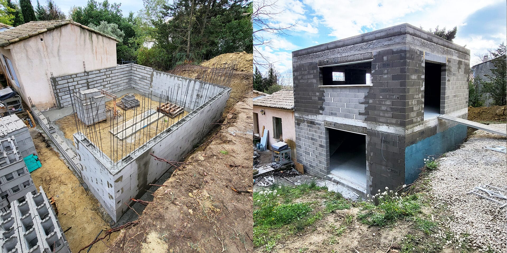 Photo, avant après construction d'une extension de maison dans le vaucluse