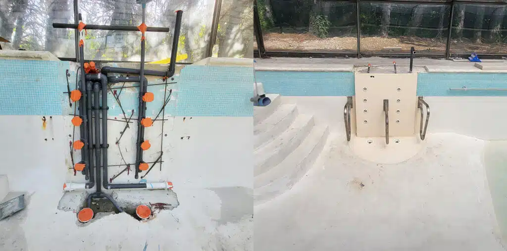 Photo avant après la création d'un mur hydromassant dans le Vaucluse