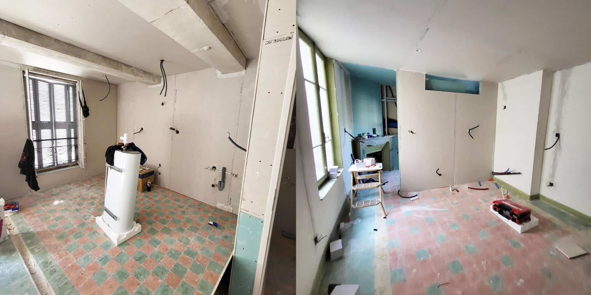 deux photo de l'aménagement Intérieur en Second Œuvre