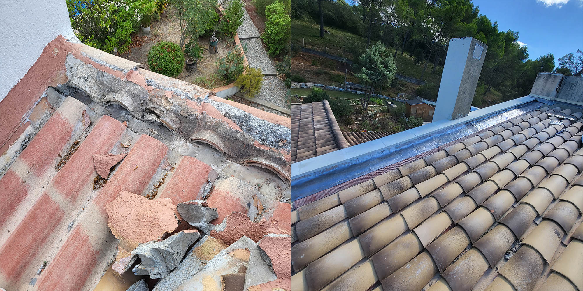 photo avant après rénovation de toiture dans le vaucluse