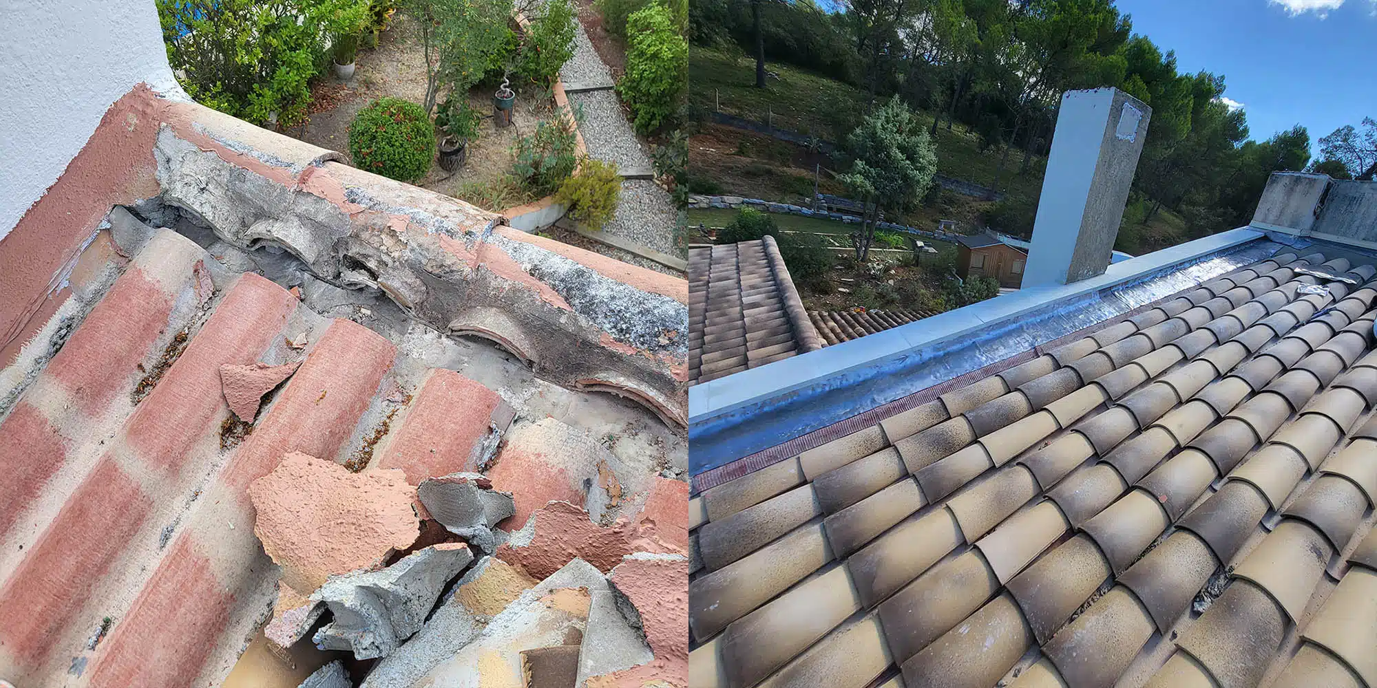 photo avant après rénovation de toiture dans le vaucluse
