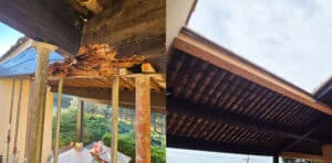 photo d'une rénovation de poutre sur une toiture