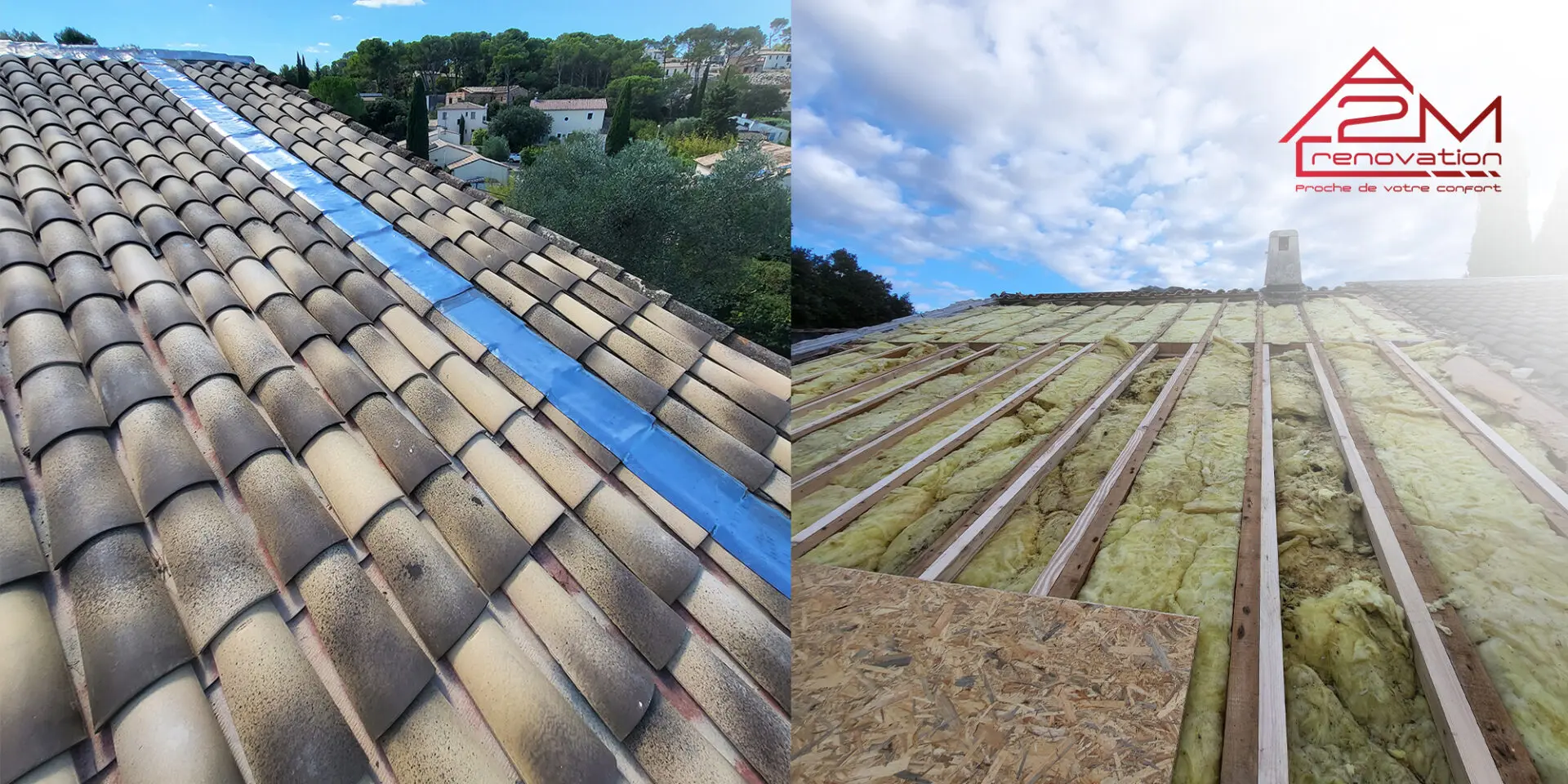 Réfection de toiture en tuiles réalisée par A2M Rénovation à Orange, Vaucluse