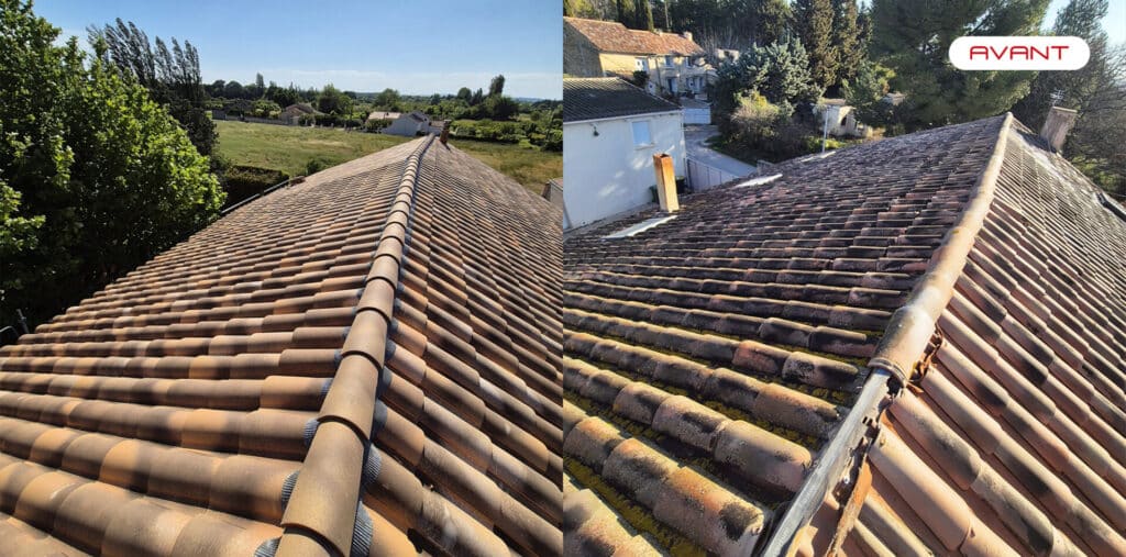 photo avant après d'une rénovation de toiture sur jonquières